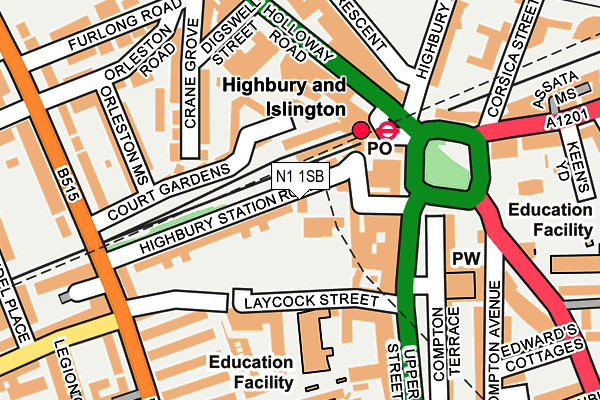 N1 1SB map - OS OpenMap – Local (Ordnance Survey)