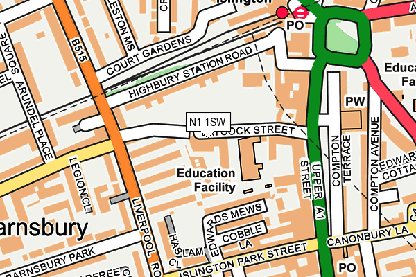 N1 1SW map - OS OpenMap – Local (Ordnance Survey)