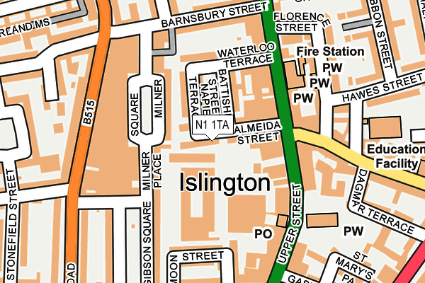 N1 1TA map - OS OpenMap – Local (Ordnance Survey)