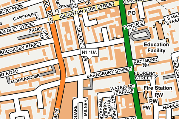 N1 1UA map - OS OpenMap – Local (Ordnance Survey)