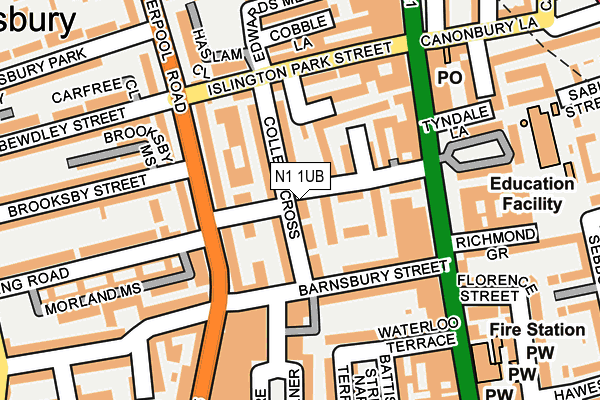 N1 1UB map - OS OpenMap – Local (Ordnance Survey)