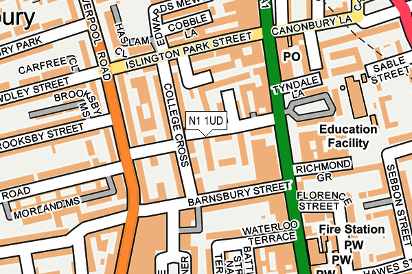 N1 1UD map - OS OpenMap – Local (Ordnance Survey)