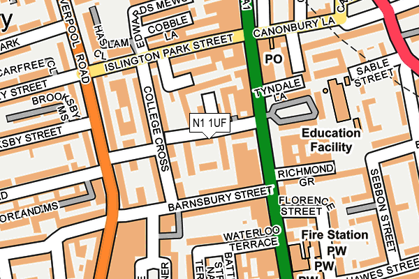 N1 1UF map - OS OpenMap – Local (Ordnance Survey)