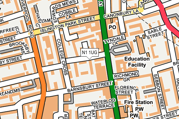N1 1UG map - OS OpenMap – Local (Ordnance Survey)