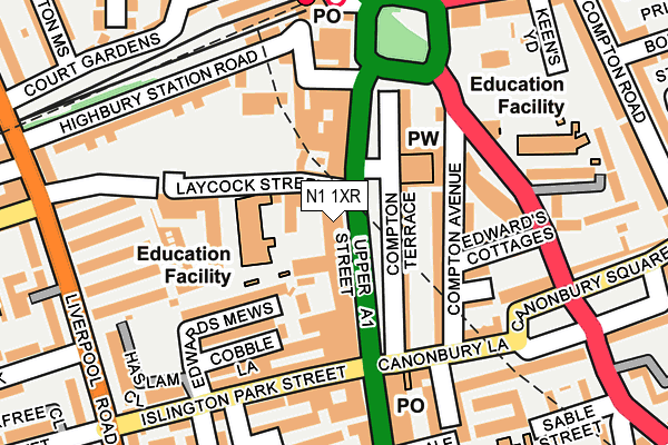 N1 1XR map - OS OpenMap – Local (Ordnance Survey)