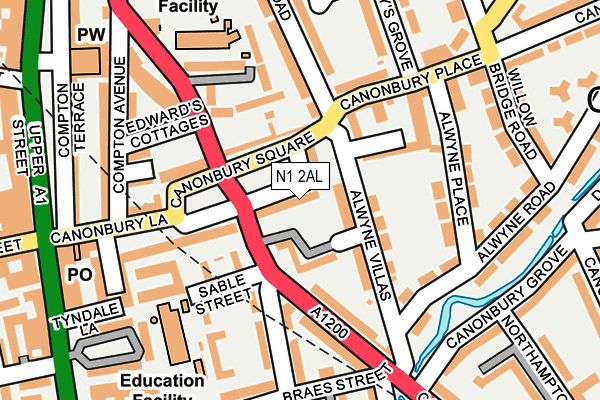 N1 2AL map - OS OpenMap – Local (Ordnance Survey)