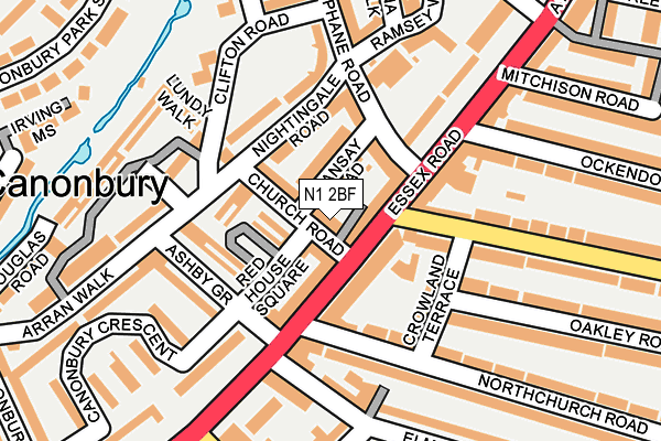 N1 2BF map - OS OpenMap – Local (Ordnance Survey)