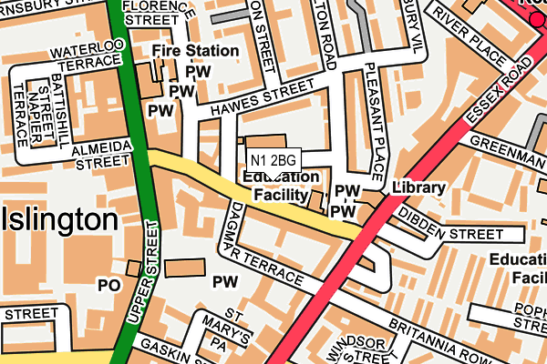 N1 2BG map - OS OpenMap – Local (Ordnance Survey)