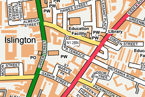 N1 2BN map - OS OpenMap – Local (Ordnance Survey)