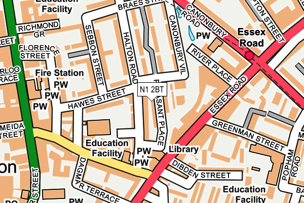 N1 2BT map - OS OpenMap – Local (Ordnance Survey)