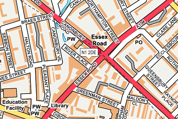 N1 2DE map - OS OpenMap – Local (Ordnance Survey)