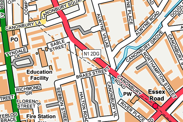 N1 2DG map - OS OpenMap – Local (Ordnance Survey)