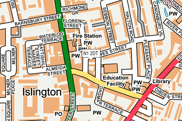 N1 2DT map - OS OpenMap – Local (Ordnance Survey)