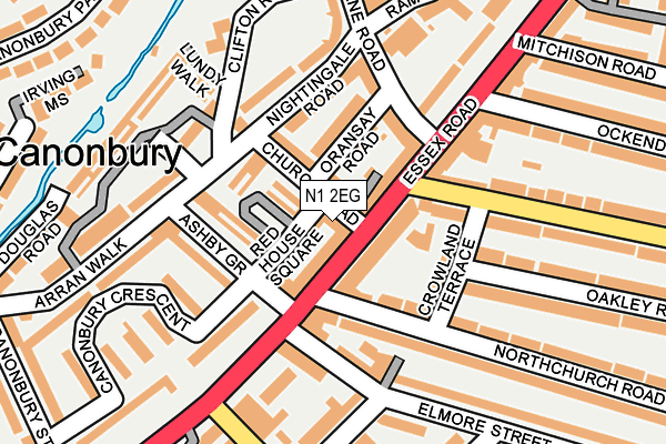 N1 2EG map - OS OpenMap – Local (Ordnance Survey)