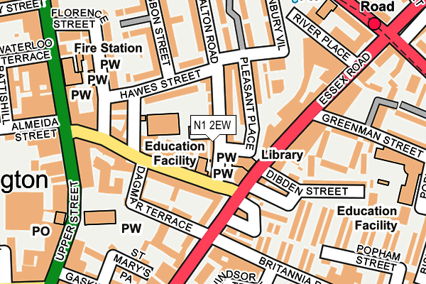 N1 2EW map - OS OpenMap – Local (Ordnance Survey)