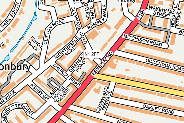 N1 2FT map - OS OpenMap – Local (Ordnance Survey)