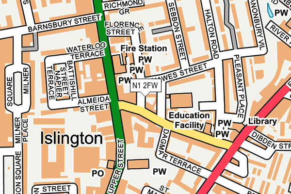 N1 2FW map - OS OpenMap – Local (Ordnance Survey)