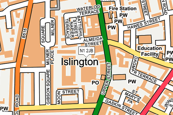 N1 2JB map - OS OpenMap – Local (Ordnance Survey)