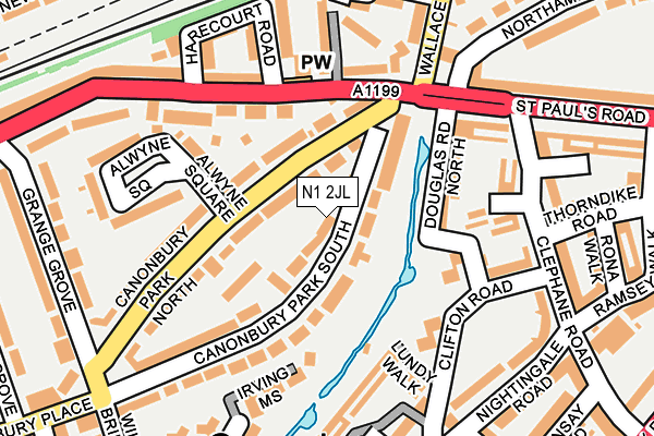 N1 2JL map - OS OpenMap – Local (Ordnance Survey)