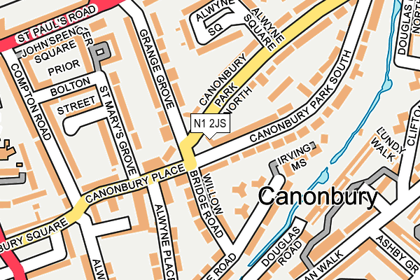 N1 2JS map - OS OpenMap – Local (Ordnance Survey)