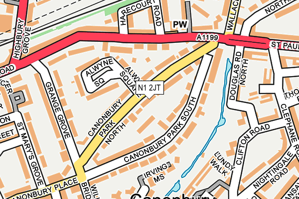 N1 2JT map - OS OpenMap – Local (Ordnance Survey)
