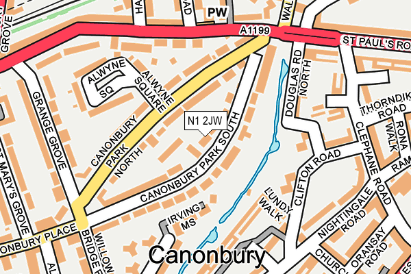 N1 2JW map - OS OpenMap – Local (Ordnance Survey)