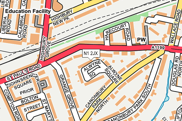 N1 2JX map - OS OpenMap – Local (Ordnance Survey)
