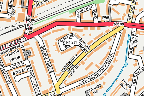 N1 2JY map - OS OpenMap – Local (Ordnance Survey)