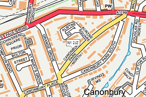 N1 2JZ map - OS OpenMap – Local (Ordnance Survey)