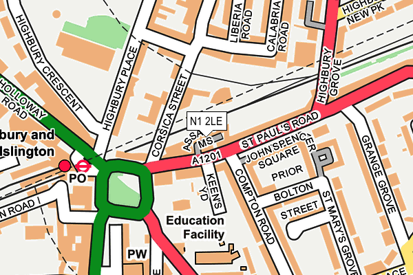 N1 2LE map - OS OpenMap – Local (Ordnance Survey)