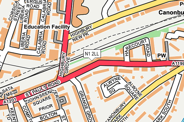 N1 2LL map - OS OpenMap – Local (Ordnance Survey)
