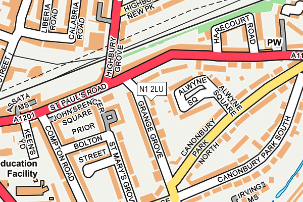 N1 2LU map - OS OpenMap – Local (Ordnance Survey)