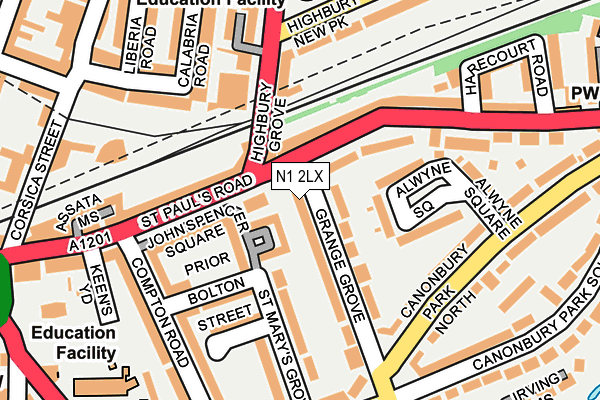 N1 2LX map - OS OpenMap – Local (Ordnance Survey)