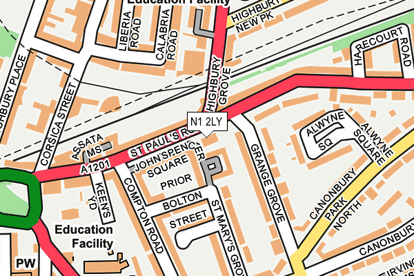 N1 2LY map - OS OpenMap – Local (Ordnance Survey)
