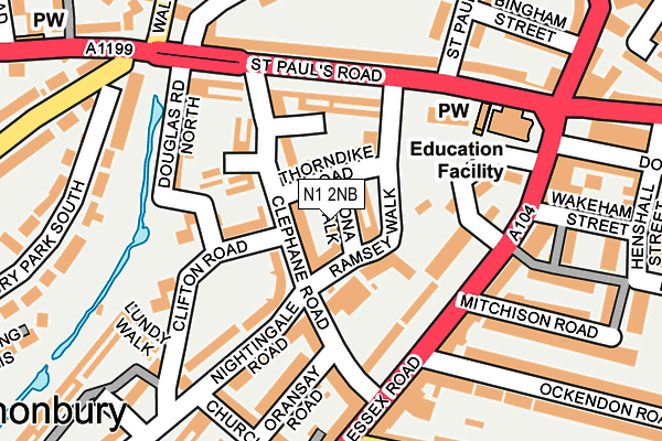 N1 2NB map - OS OpenMap – Local (Ordnance Survey)