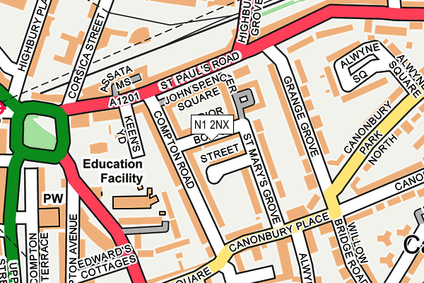 N1 2NX map - OS OpenMap – Local (Ordnance Survey)