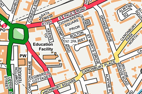 N1 2PA map - OS OpenMap – Local (Ordnance Survey)