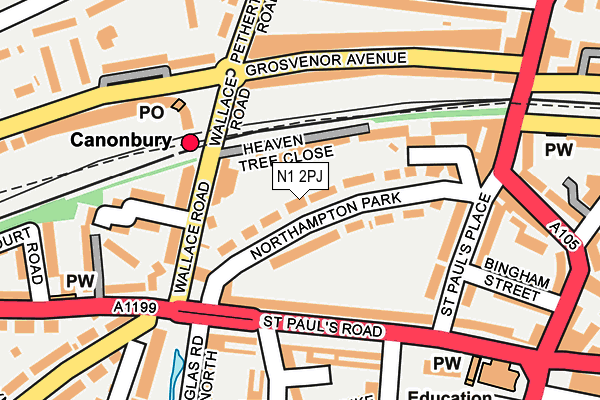 N1 2PJ map - OS OpenMap – Local (Ordnance Survey)