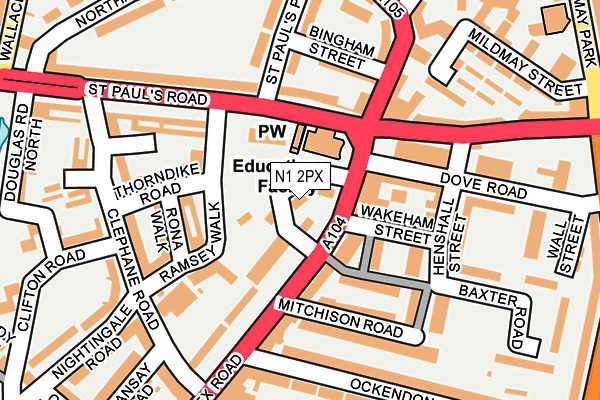 N1 2PX map - OS OpenMap – Local (Ordnance Survey)