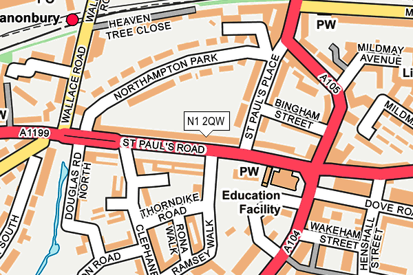 N1 2QW map - OS OpenMap – Local (Ordnance Survey)
