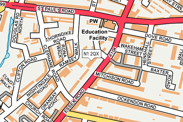 N1 2QX map - OS OpenMap – Local (Ordnance Survey)