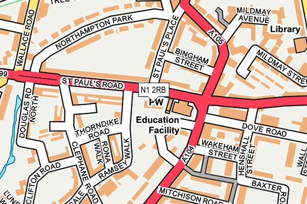 N1 2RB map - OS OpenMap – Local (Ordnance Survey)