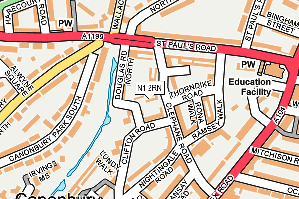 N1 2RN map - OS OpenMap – Local (Ordnance Survey)