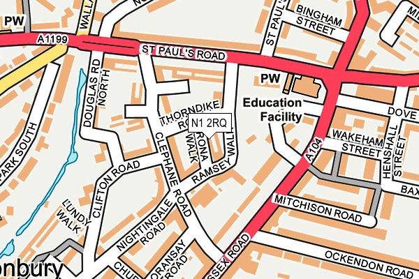 N1 2RQ map - OS OpenMap – Local (Ordnance Survey)