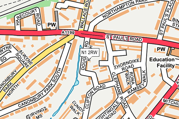 N1 2RW map - OS OpenMap – Local (Ordnance Survey)