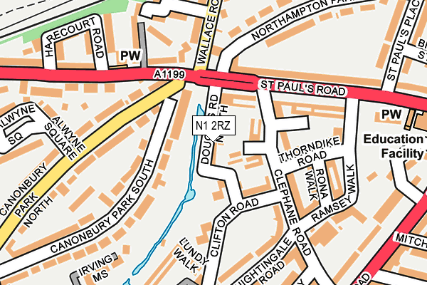 N1 2RZ map - OS OpenMap – Local (Ordnance Survey)