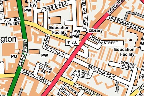 N1 2SJ map - OS OpenMap – Local (Ordnance Survey)