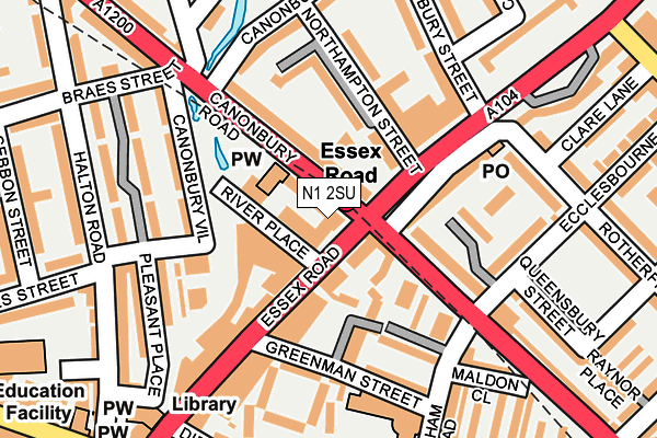 N1 2SU map - OS OpenMap – Local (Ordnance Survey)