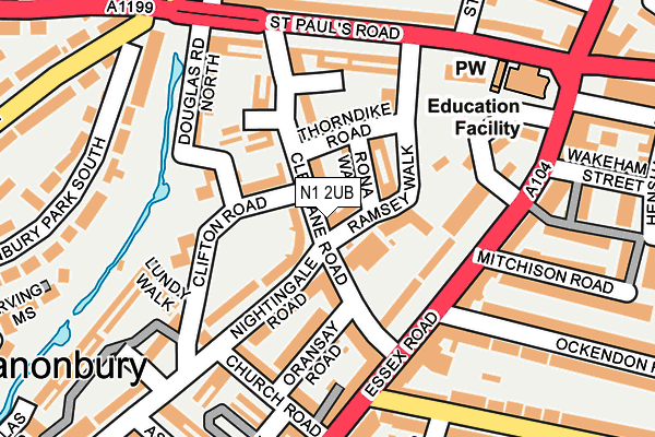 N1 2UB map - OS OpenMap – Local (Ordnance Survey)