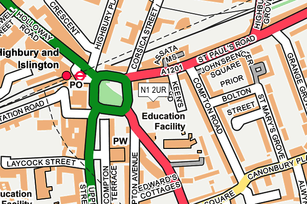 N1 2UR map - OS OpenMap – Local (Ordnance Survey)